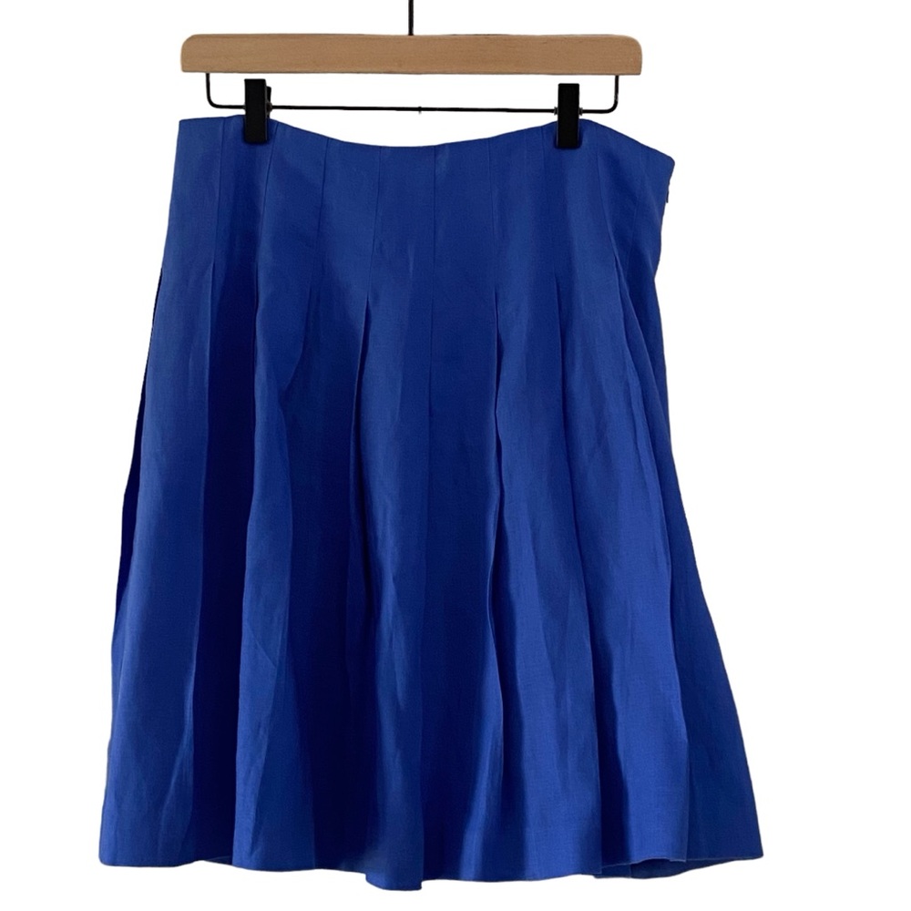 Liz Claiborne Linen Pleated Skirt Blue Size 8